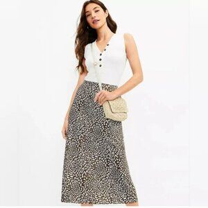 Loft Animal Print Bias Midi Skirt